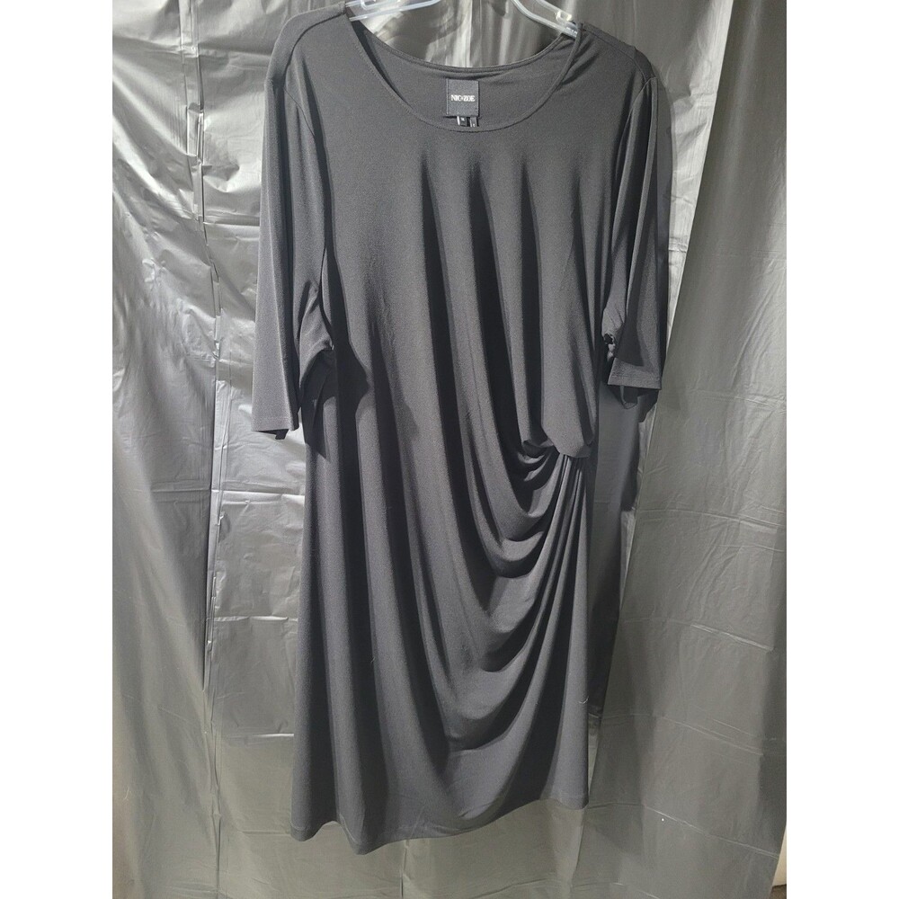 NWT Nic+Zoe Black FUNDAMENTAL DRAPE DRESS Elbow Sleeves  Lined Sz 3X